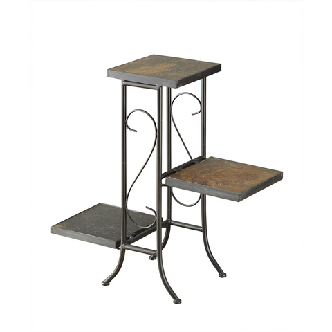 3 Tier Plant Stand with Slate Top | Metal Plant Stand