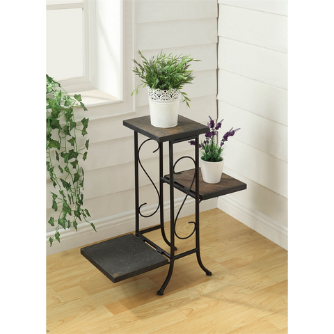 3 Tier Plant Stand with Slate Top | Metal Plant Stand