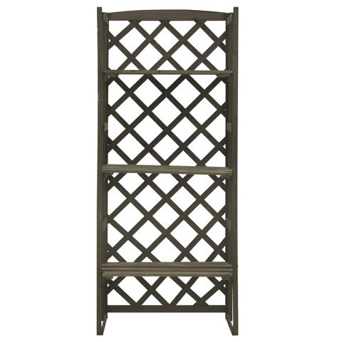 vidaXL Plant Stand with Trellis Gray 23.6"x11.8"x55.1" Solid Firwood - Outdoor Garden Display Stand