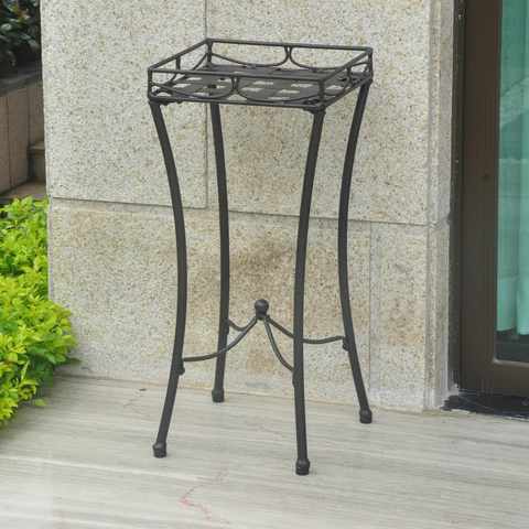 Santa Fe Iron Nailhead Square Plant Stand - Weather Resistant and Durable