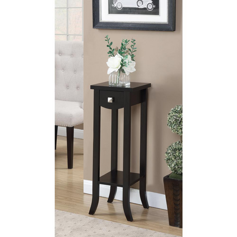 Newport Prism Tall Plant Stand - Wooden Plant Stand with Drawer and Bottom Shelf