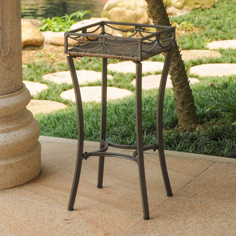 Valencia Resin Wicker/Steel Square Plant Stand - Elegant Design for Indoor and Outdoor Use