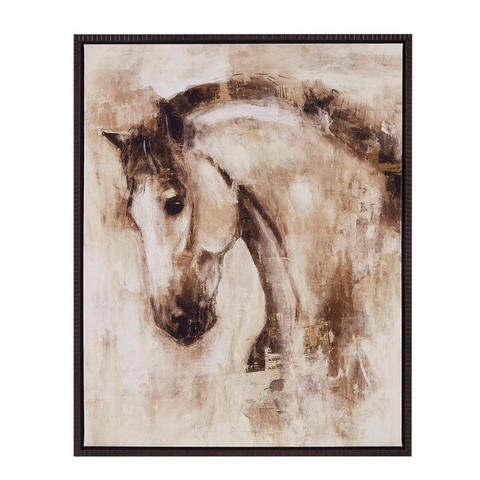 Hand Embellished Framed Canvas Horse Wall Art - Classic