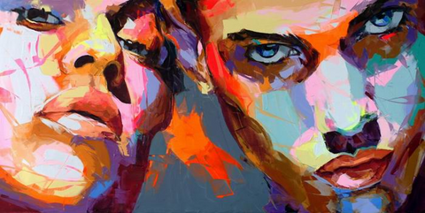 Knife Art Faces Young Men Painting - Palette Knife Painting