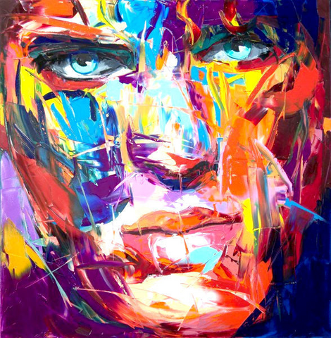 Knife Art Man Red Faces Painting - Palette Knife Painting