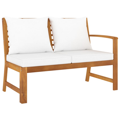 vidaXL Patio Bench 45.1" with Cream Cushion Solid Acacia Wood - WhatYouNeedSales