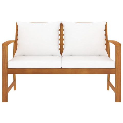 vidaXL Patio Bench 47.2" with Cream Cushion Solid Acacia Wood - WhatYouNeedSales