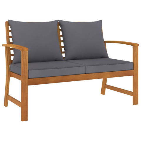 vidaXL Patio Bench 47.2" with Dark Gray Cushion Solid Acacia Wood - WhatYouNeedSales