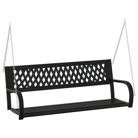 vidaXL Patio Swing Bench 49.2’ Steel and Plastic Black