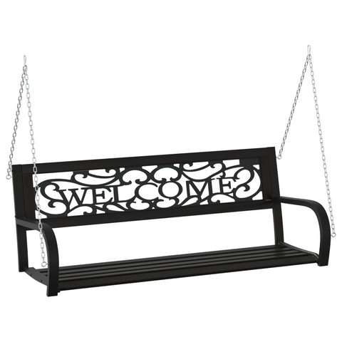 vidaXL Patio Swing Bench 49.2’ Steel and Plastic Black